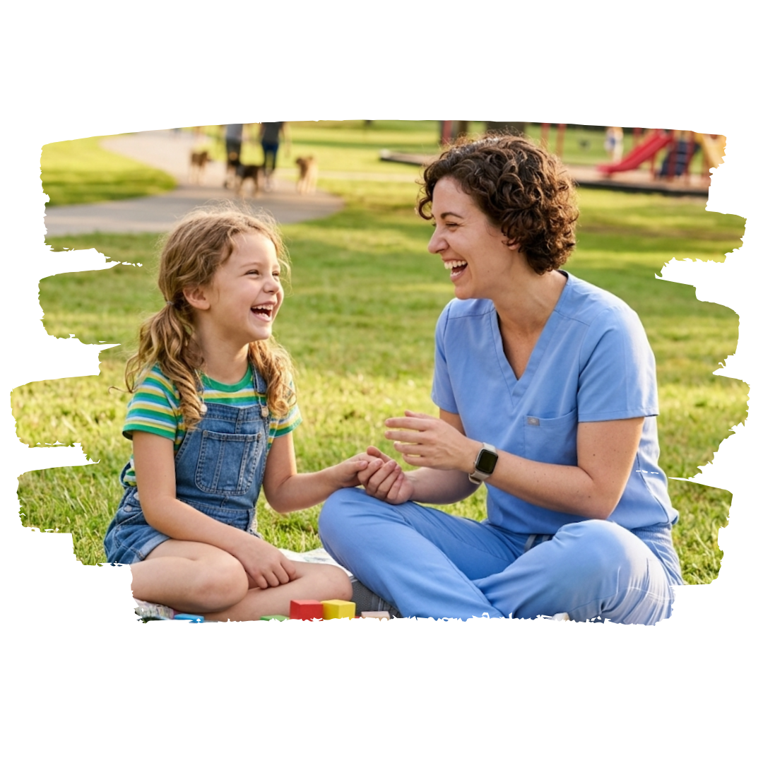 ABA therapist playing with a young child